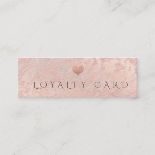 Carte De Fidélité Coeur en marbre d'or rose minimaliste simple