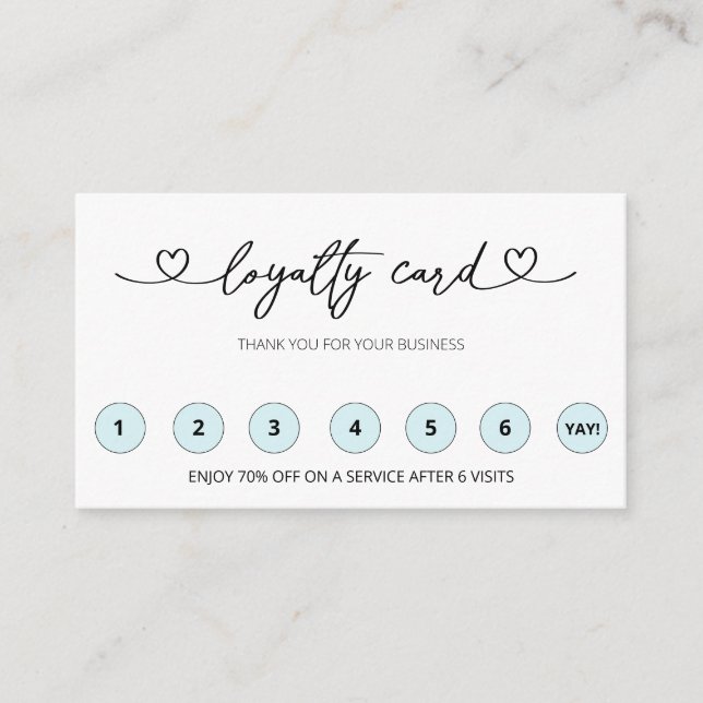 Carte De Fidélité *~* Coeurs QR LOGO Récompenses Merci (Devant)