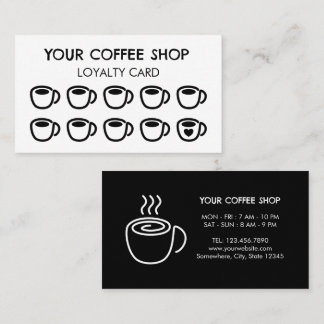 Carte De Fidélité Coffee Cups Black Modern Coffee Shop Customer
