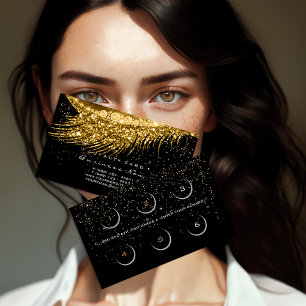Carte De Fidélité Confettis d'or de mèche de lux de salon de beaut