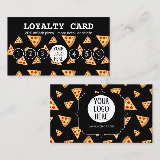 Carte De Fidélité Cool et fun pizza tranches motif Votre logo (Devant / Derrière)