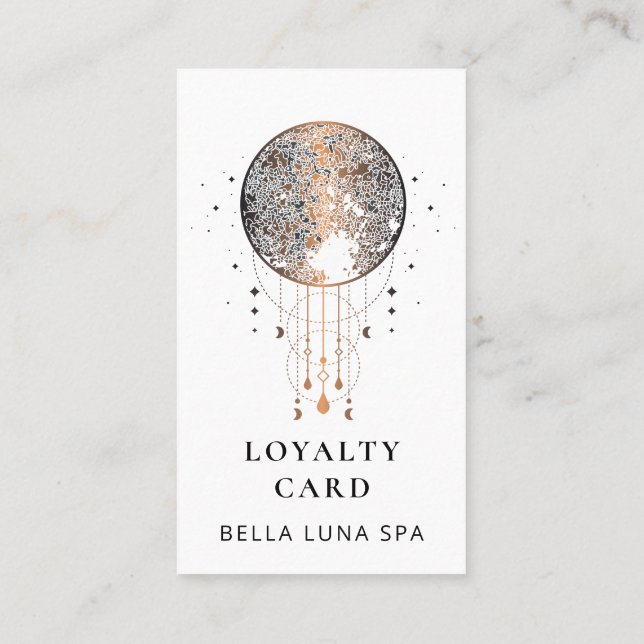 Carte De Fidélité *~* Cosmos Celestial Boho QR Rewards Gold Stars (Dos)