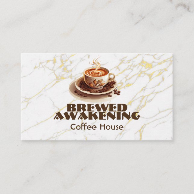 Carte De Fidélité Coupe de café brassée | Marbre blanc d'or (Devant)