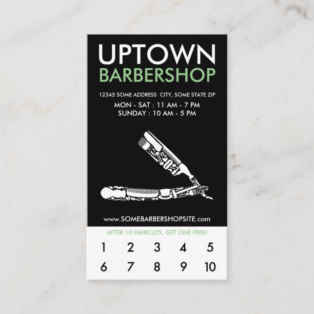 Carte De Fidélité coupon d'icônes de l'atelier de coiffure uptown (Devant)