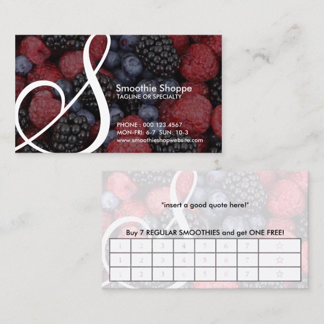 Carte De Fidélité coupon SMOOTHIE SHOP (Devant / Derrière)