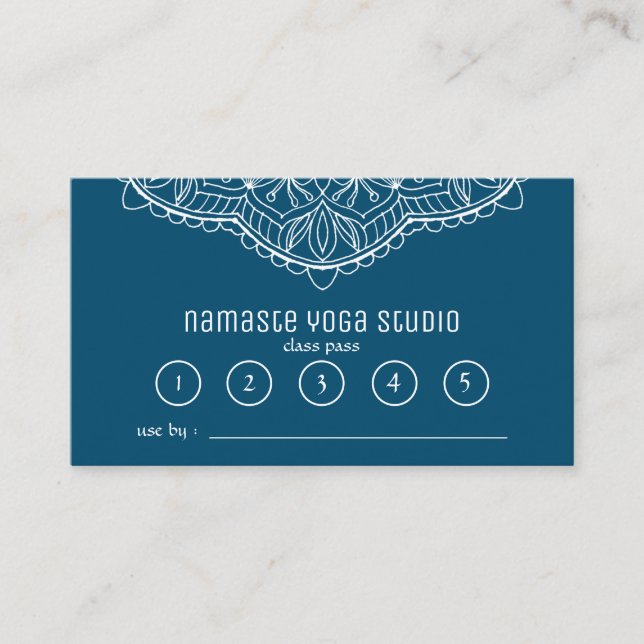 Carte De Fidélité Cours de méditation Yoga Pass Turquoise Main rawn  (Devant)