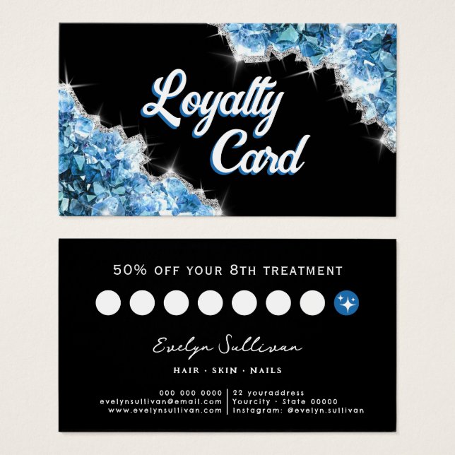 Carte de fidélité cristal bleu (Devant & derrière)
