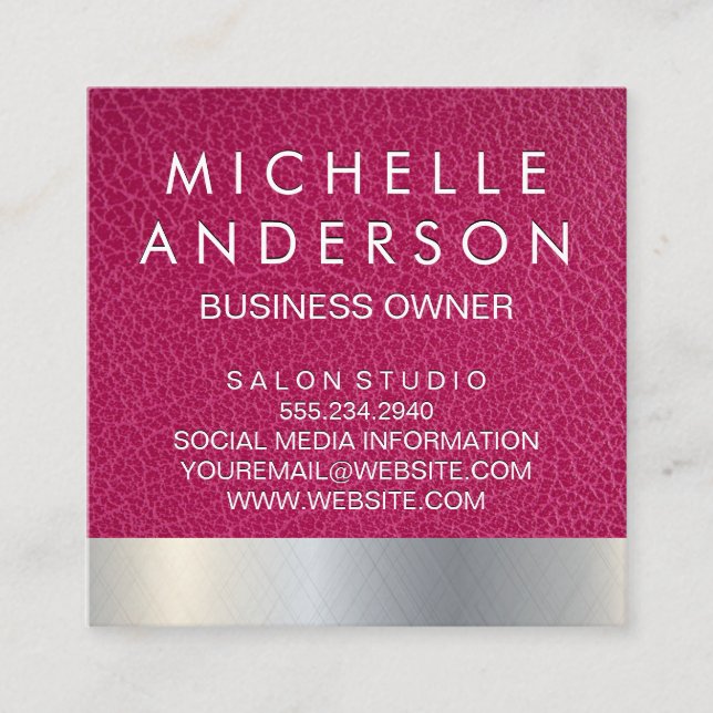 Carte De Fidélité Cuir rose métallique (Devant)