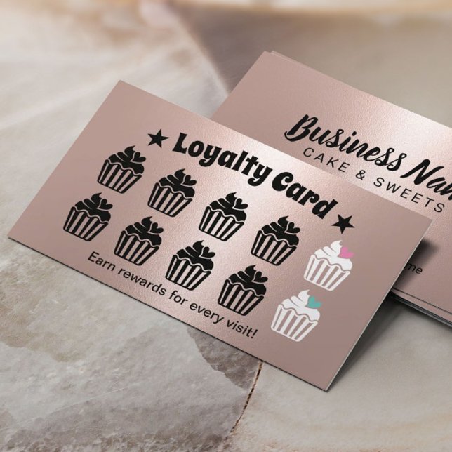 Carte De Fidélité Cuisine Cupcakes Pâtisserie Boulangerie Rose Or Fi (Créateur téléchargé)