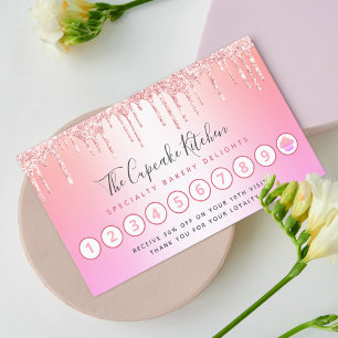 Carte De Fidélité Cupcake Bakou Chef Rose Parties scintillant or ros