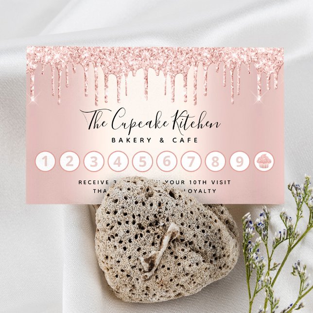 Carte De Fidélité Cupcake Boulangerie Pâtisserie Chef Rose Gold Part (Créateur téléchargé)