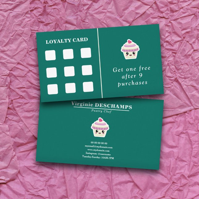 Carte de fidélité Cupcake Kawaii (Cupcake Kawaii Loyalty Card)