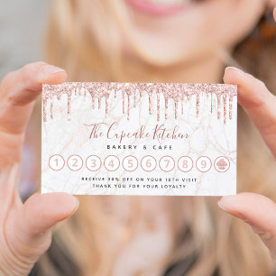 Carte De Fidélité Cupcake Rose Gold Parties scintillant Drives Marbl