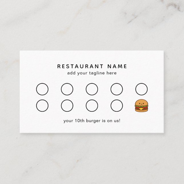 Carte De Fidélité Cute Burger Restaurant (Devant)