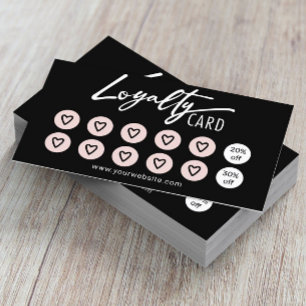 Carte De Fidélité Cute Rose Coeurs Beauté Salon Spa Black Loyalty