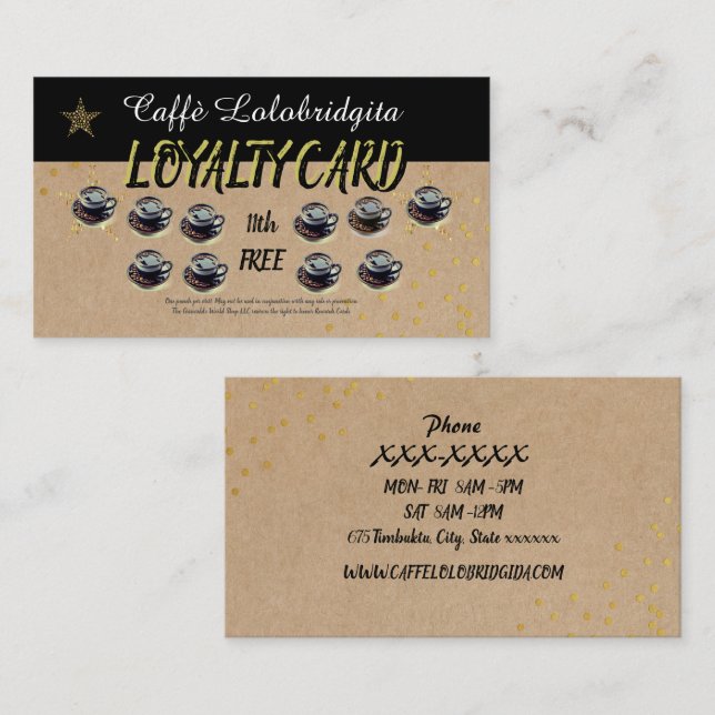 Carte de fidélité d'affaires moderne Café Shop (Devant / Derrière)