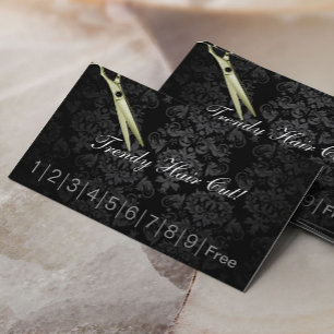 Carte De Fidélité Damask Coiffure Coupe Coiffeuse Salon Loyalty Punc