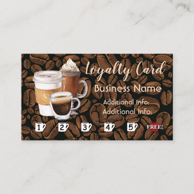 Carte de fidélité de café-restaurant (Devant)