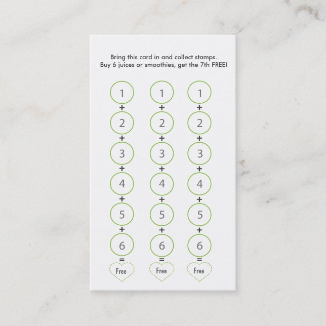 Carte de fidélité de carte de visite de Smoothie (Devant)