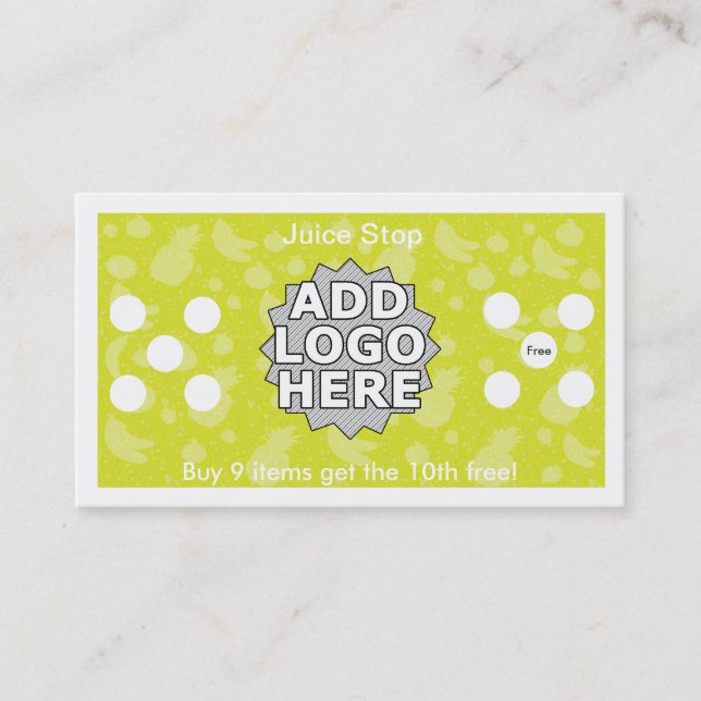 Carte de fidélité de carte de visite de Smoothie (Devant)