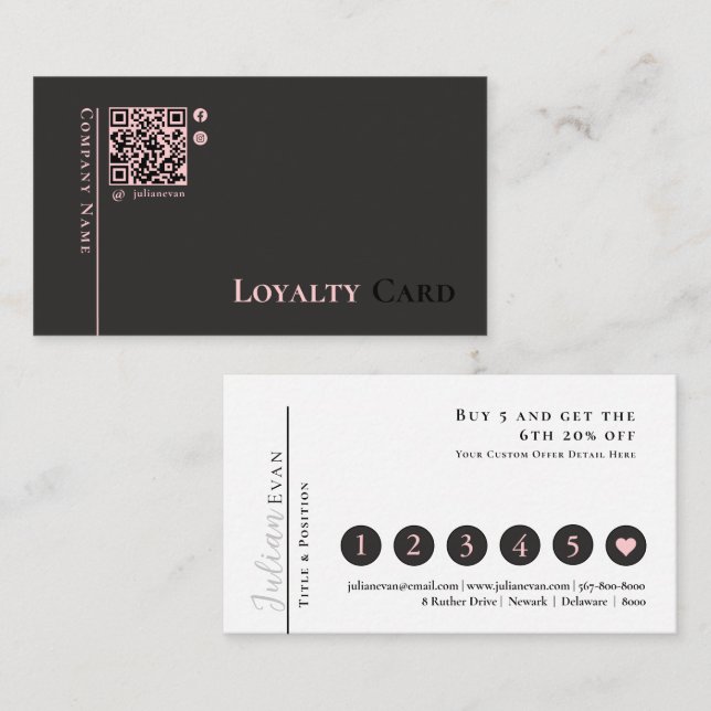 Carte de fidélité de code QR simple et moderne (Devant / Derrière)