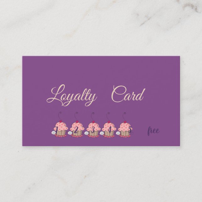 Carte de fidélité de cupcakes élégants modernes (Devant)