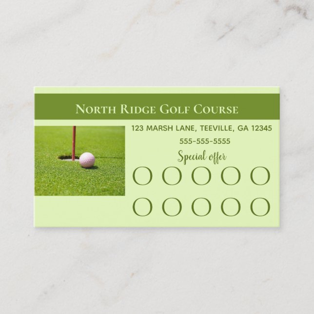Carte de fidélité de golf modifiable (Devant)
