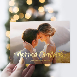 Carte de fidélité de Noël mariée réelle Foil