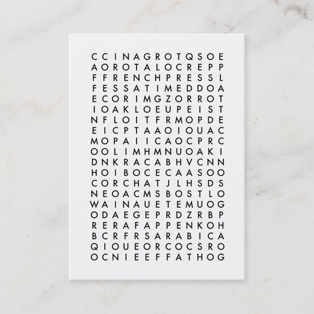 carte de fidélité de puzzle de recherche de mot de (Devant)