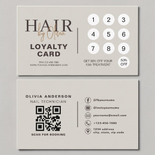 Carte de Fidélité de Salon de Coiffure avec Code Q