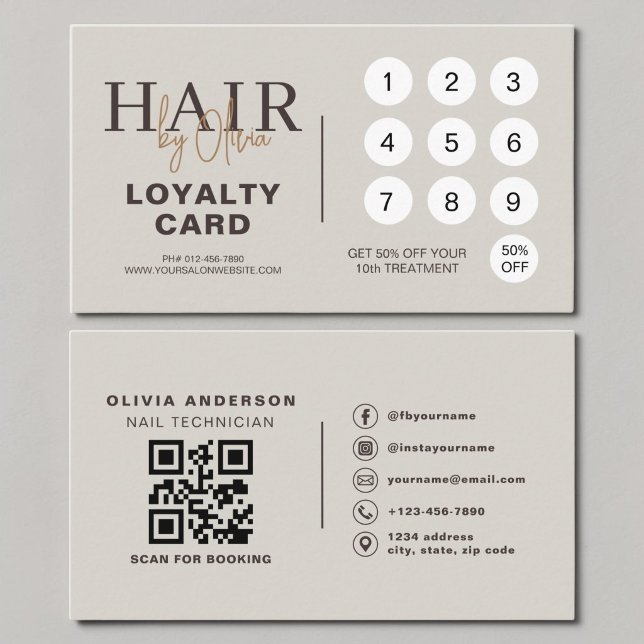 Carte de Fidélité de Salon de Coiffure avec Code Q (Créateur téléchargé)