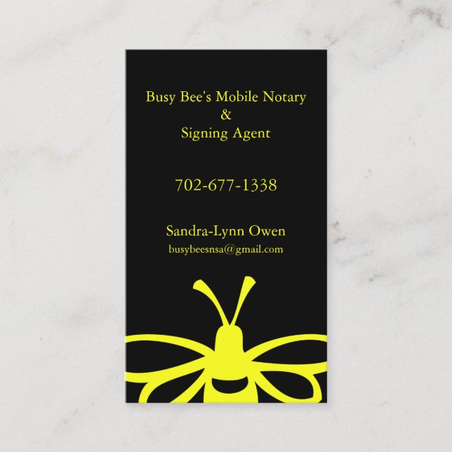 Carte de fidélité des notaires mobiles Busy Bee (Devant)