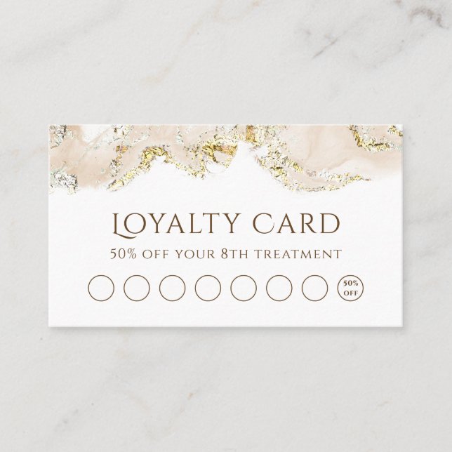 carte de fidélité design marbré beige (Devant)