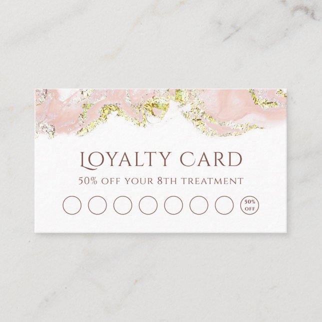 carte de fidélité design marbré rose (Devant)