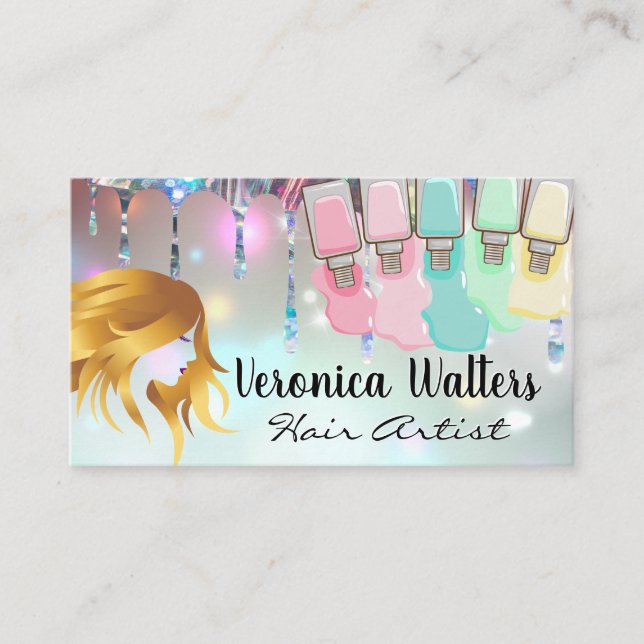 Carte De Fidélité Déversements de vernis à ongles | Bokeh Glamor (Devant)