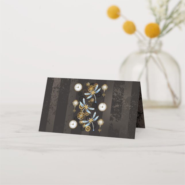 Carte De Fidélité Dragonflies de Steampunk sur arrière - plan rayé b (Devant)