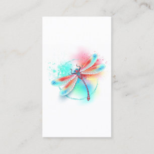 Carte De Fidélité Dragonfly rouge sur l'arrière - plan aquarelle