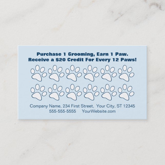 Carte de fidélité du client Pet Grooming (Devant)