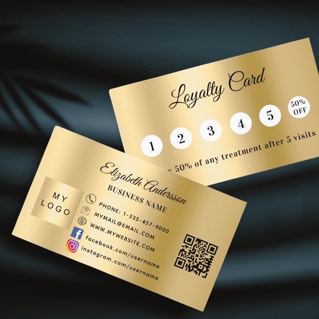 Carte de fidélité du logo de l'entreprise Gold qr (Créateur téléchargé)