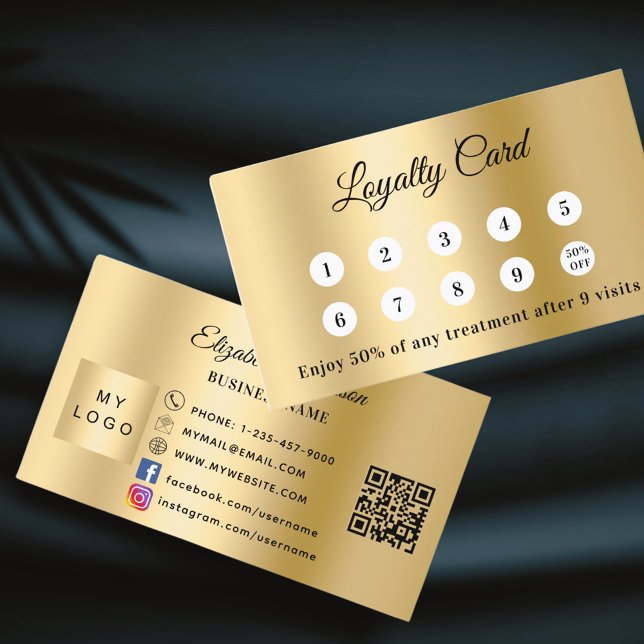 Carte de fidélité du logo de l'entreprise Gold qr (Créateur téléchargé)