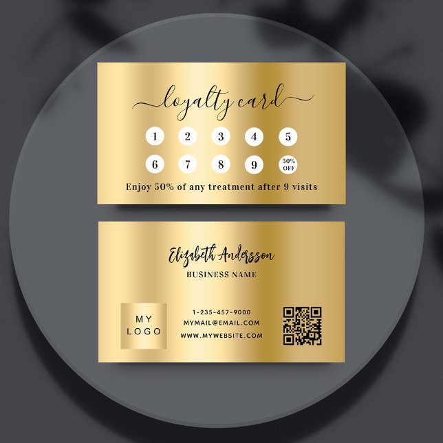 Carte de fidélité du logo de l'entreprise Gold qr (Créateur téléchargé)