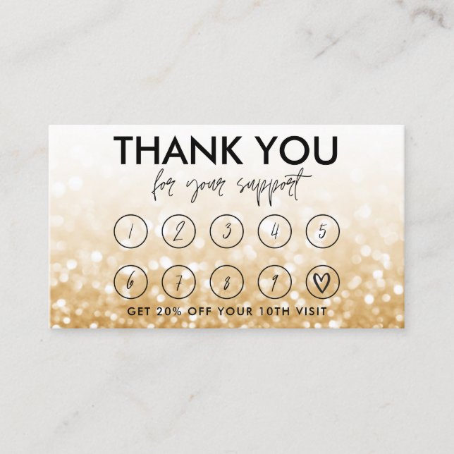 Carte de fidélité du logo de maquillage d'or (Devant)