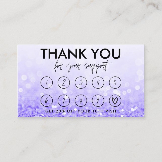 Carte de fidélité du logo de maquillage violet (Devant)