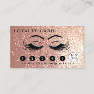 Carte De Fidélité Ecran glitterie or rose moderne cils & sourcils