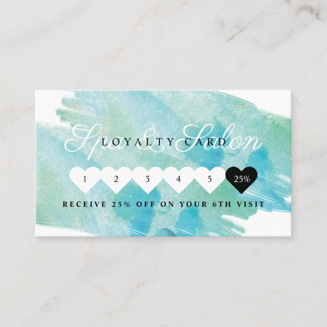 Carte De Fidélité Elégant bleu aquarelle Dragonfly Salon & Spa (Devant)