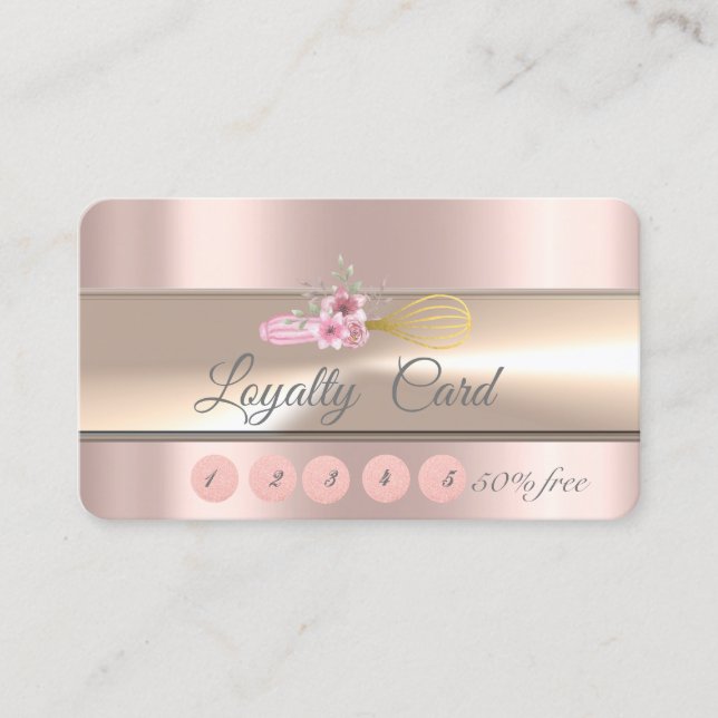 Carte De Fidélité Élégant Boulangerie Rose or L (Devant)