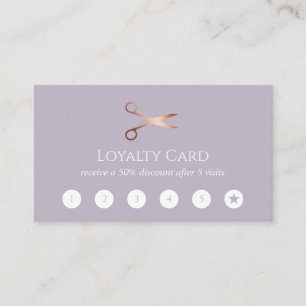 Carte De Fidélité Elégant ciseaux d'or rose moderne coiffeur