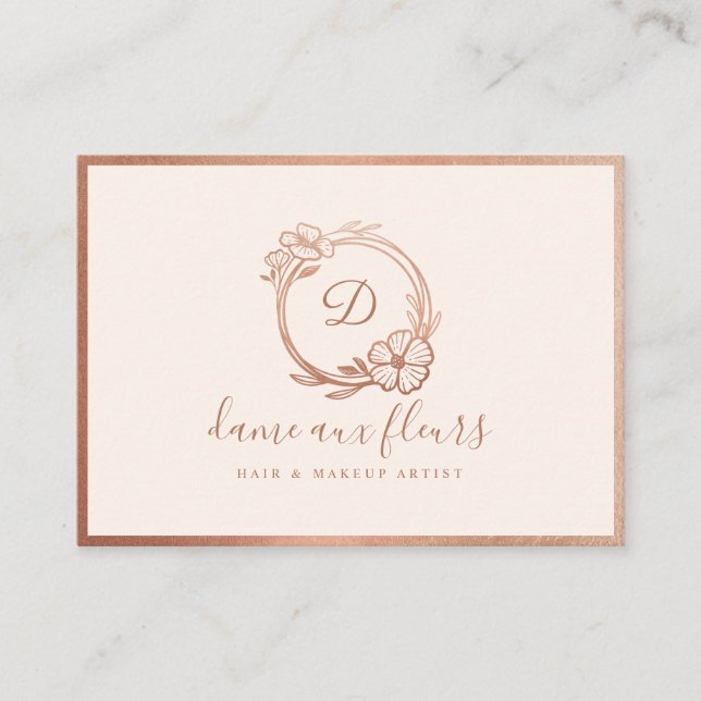 Carte De Fidélité Élégant et moderne Monogramme Floral Wreath Rose (Devant)