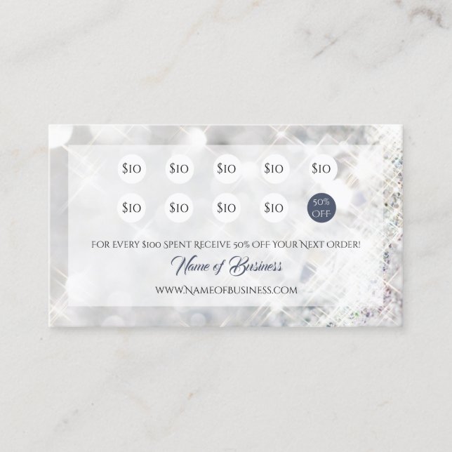 Carte De Fidélité Élégant FAUX Diamond Parties scintillant Sparkle P (Devant)