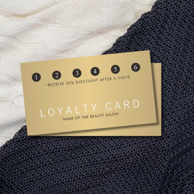 Carte De Fidélité Elégant Faux Gold White Beauté Salon Loyauté (Créateur téléchargé)